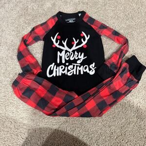 Loncoco Merry Christmas Red Buffalo Plaid Pajama Set Top Bottom Toddler Size 3T